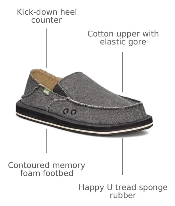 Image of Sanuk Mens Donny Loafers for Men | Mens Shoes | Slip On Shoes for Men | Men's Slip-on Loafers | Memory Foam Footbed