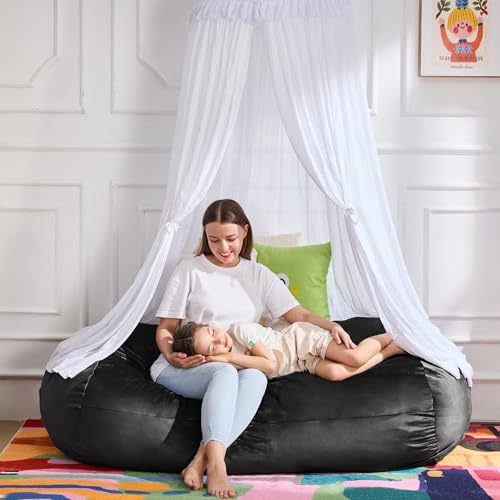 Image of Hobestluk 4FT Bean Bag Chair Large Beanbag with Removable Cover Adult Bean Bag Chair with Portable Handle Desgin for Living Room Bedroom (Black, 4FT)