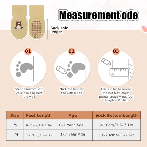 Image of SNOWIE SOFT 5 Pairs Baby Socks Set, Antislip Socks for New Born Baby 0-3 Years, Non Slip Grip Ankle Socks with Non Skid Soles for Infants Baby Shower Gifts