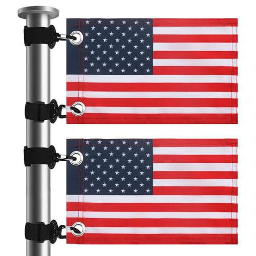TRINKA 2 Pack Golf Cart American Flag with Elastic Straps, 6 x 9