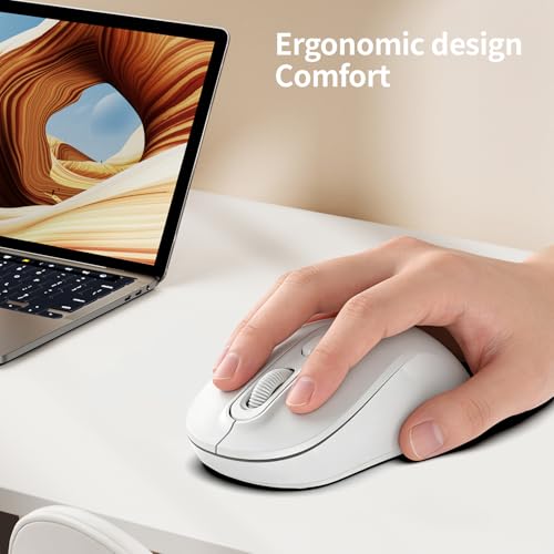 Image of Wireless Mouse, 2026 New Model, Silent Click Ergonomic Design, Portable, 4 Buttons, Adjustable DPI (800 /1200 /1600), for Laptop /PC /Office (White)
