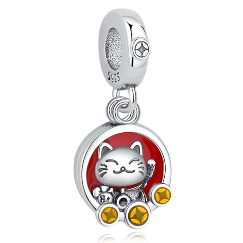 Abalorio de plata 925 de gato de la suerte, el regalo ideal para pulseras Pandora