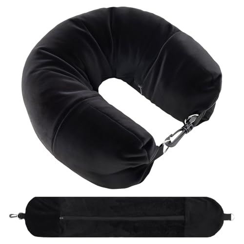 Fampery 1-Pack Stuffable Travel Pillow for Extra Luggage - Travel Neck Pillow with Adjustable Neck Size - Multifunctional Velvet Neck Pillowcas - Sleeping Rest Cushion Travel Essentials