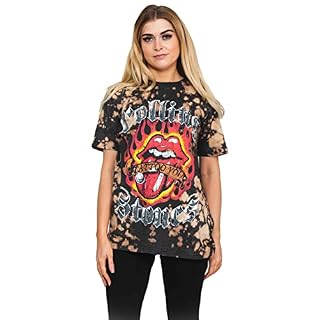 Rolling Stones The T Shirt Tattoo Flames Logo Nouveau Officiel Dip Dye Gris - Les Beatles, Paul McCartney, John Lennon, RIngo Starr, George Harrison