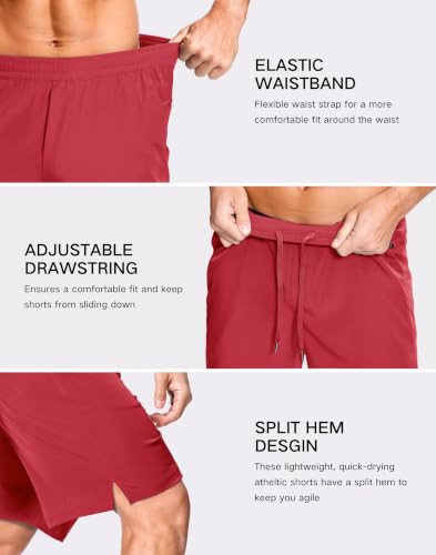 Image of GGJ Men's Lightweight Athletic Shorts with 2 Zipper Pockets 7 inch /9 inch /5 inch Gym Workout Running Quick Dry Tennis Shorts for Men