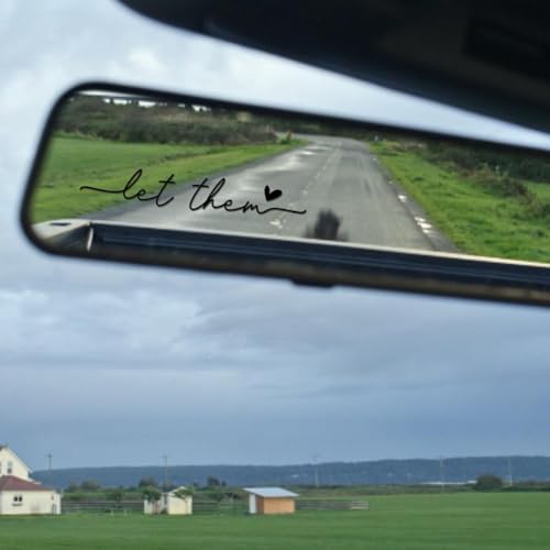 Image of Zpana Car Rearview Mirror Sticker, 3PCS Let Them Vehicle Rear View Window Decal with Heart, Positive Self Affirmation Mindfulness Automotive Bumper Protector Accessories, Universal Fit (Black)