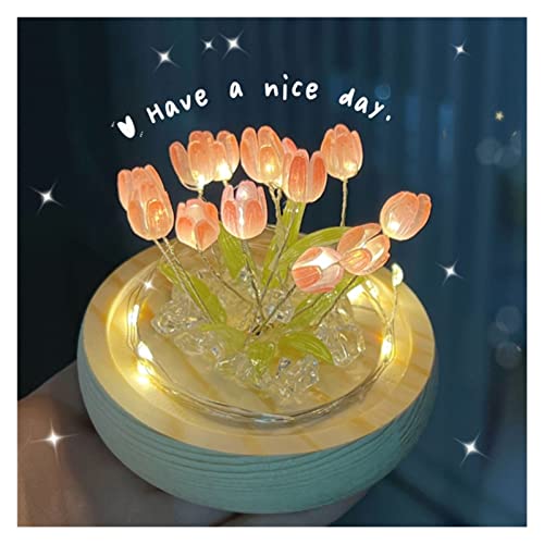 Veilleuse tulipe DIY lampe de table atmosphère douce fleurs roses - 3