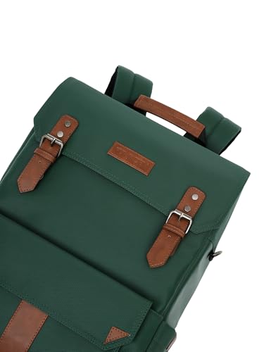 Image of FUR JADEN Anti-Theft Laptop Backpack I Camera Backpack Bag I Men Women I In-Built Tablet Sleeve I Padded Grab Handle I Breathable Air-Mesh (D.Green)