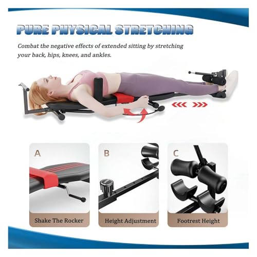 Mesa de inversión para estiramiento de espalda y tracción cervical, ajustable para alivio lumbar y de columna vertebral