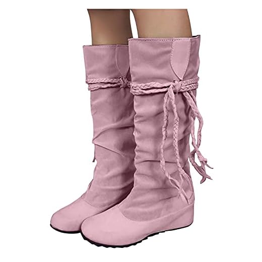 Dasongff Bottes hautes pour femme avec talons et franges Bottes hautes pour femme Bottes de neige Western Bottes de cowboy imperméables Bottes d'hiver