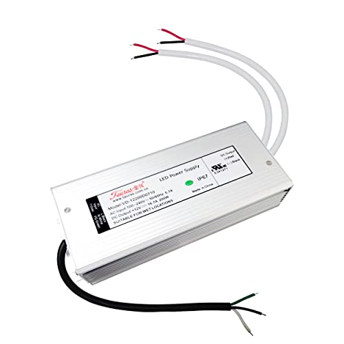 Image of 200W Power Supply Transformer Adapter /LED Driver- Waterproof IP67 100V-240V AC to 12V DC High-Efficiency- UL Listed, for LED Lights, Outdoor Lights with 3 Years Warranty