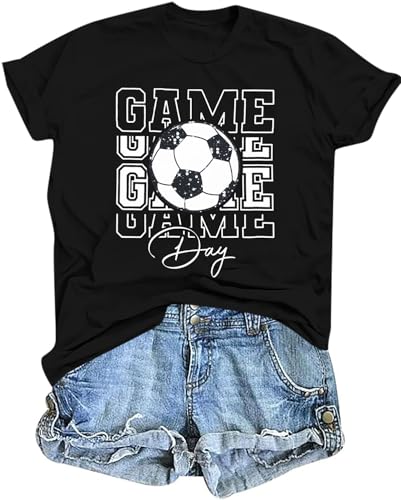 Soccer Mom T-Shirt Women Game Day Graphics Black