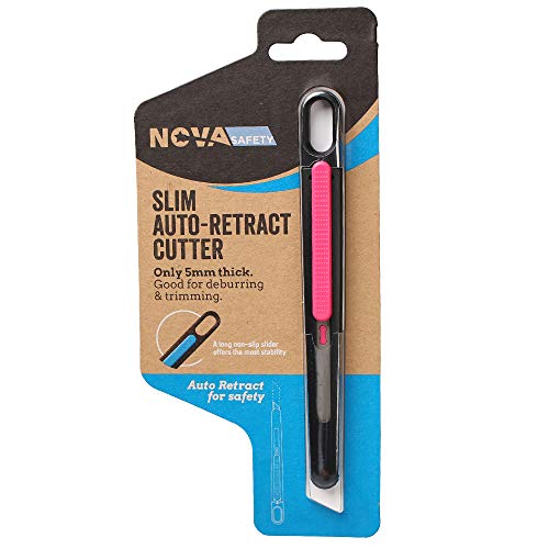 Image of Slim Pen Knife Box Cutters Retractable Safety Box Cutter - Auto Retractable, Precision - Perfect for Trimming, Crafts, Opening Letters, Packages and PCB Board Work (Non-Adjustable Pink)