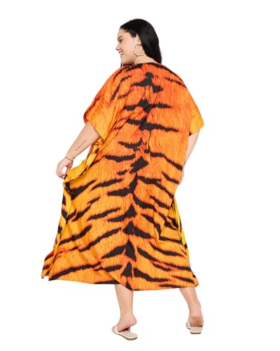 Image of Gypsie Blu Women Plus Size Kaftan Dress Beach Cover Up Maxi Dresses for Women, V-Neck Kimono Sleeve 1X-3X
