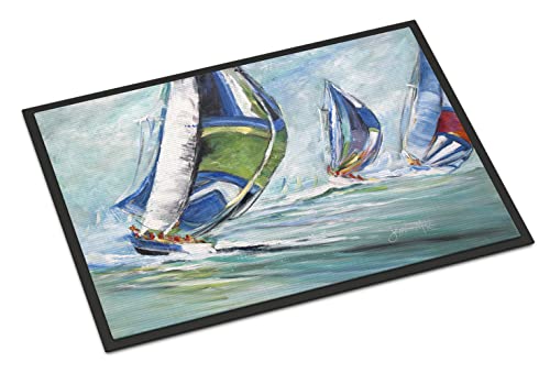 Caroline's Treasures JMK1030JMAT Boat Race Doormat 24x36 Front Door Mat Indoor Outdoor Rugs for Entryway, Non Slip Washable Low Pile, 24H X 36W