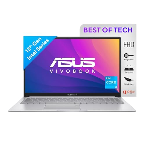 Image of ASUS Vivobook 15 (2023), Intel Core i3-1315U 13th Gen, 15.6 inch (39.62 cms) FHD, Thin and Light Laptop (8GB /512GB SSD /Windows 11 /Office 2021 /Fingerprint /Silver /1.7 kg), X1504VA-NJ324WS