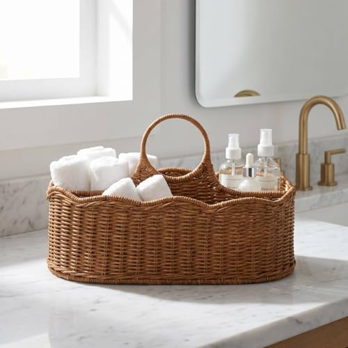 Cesta de almacenamiento rectangular de imitación ratán con asa arqueada Folpus 3