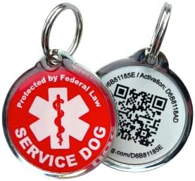 Pet Dwelling Service Dog QR Code Pet ID Tag, Medical Alert Symbol, Online Pet Profile, Scan Tag Location, Instant Email Notification(White Symbol)