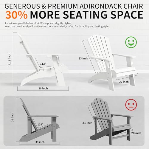 Image of Psilvam Oversized Adirondack Chairs with Cup Holder, White