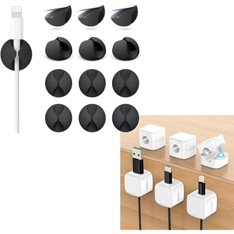 12 Pack Cable Clips 6 Pack White Magnetic Cord Organizer for Desk, Car, Office, Home, Cubicle, Nightstand Cover