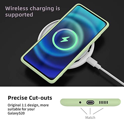 Image of DIZORO Microfiber Candy Case Compatible for Samsung S20 Smooth Touch Cushion Liquid Soft Silicone Gel Rubber Phone Cases Non-Slip Full Body Protective Shockproof Back Cover (Matcha Green)