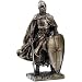 Crusader Knight Statue Silver Finishing Cold Cast Resin Statue 7" (8713)