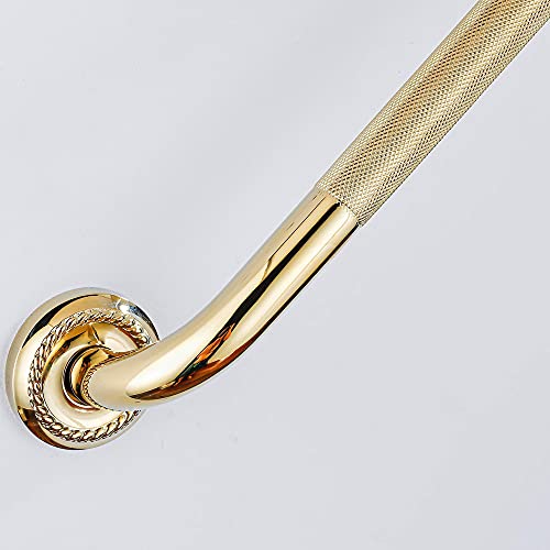 Impeu Textured Shower Grab Bar, 24-Inch Bathroom Support Rail, Stylish Bathtube Anti-Slip Safety Armrest Hand Rail, Polished Gold Finish, Good For Senior, Kids, Elderly #TOP6