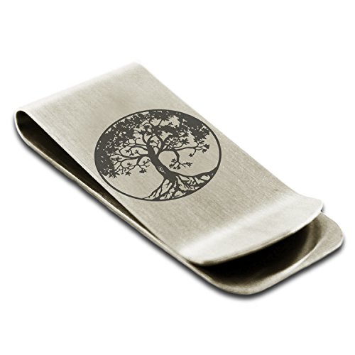 Stainless Steel Tree of Life Symbol Money Clip Credit Card Holder