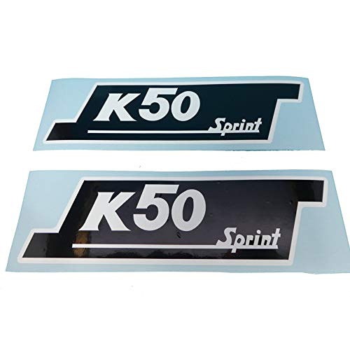 Hercules K50 Sprint, vervangende stickers voor zijbekleding en zijdeksel opschrift decor. Voor het restaureren van lak en bekleding. Als alternatief voor het motorfietsembleem