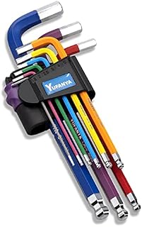 YUFANYA 9 PCS Allen Key Set,Metric Hex Key Set Long Arm Ball End Multicolour Coding,Sizes 1.5-10mm,Allen Wrench Universal Set for Furniture Assembly,Bike,Motorcycle Maintenance,Household DIY