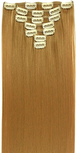 TOPREETY 130g 22" Clip In Synthetic Hair Extensions 7pcs/set #27X Honey Blonde