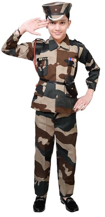 GSM India Kids Cotton Military Dress, Army Outfit, Commando Costume, Set for Boys and Girls - Perfect for Halloween, Cosplay, and Parties (3-4 Years) (B0DC3CB2L9) Amazon Price History, Amazon Price Tracker