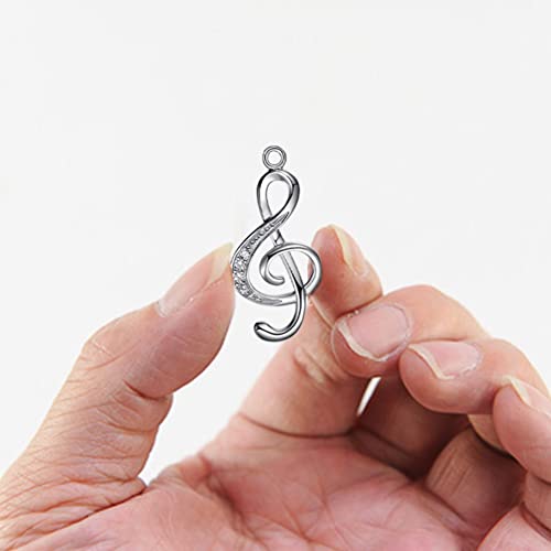 Music Note Pendant Necklace 925 Sterling Silver Cubic Zirconia Jewelry for Women Girl Box Chain 18"3