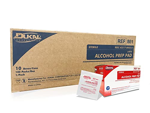Dukal Alcohol Prep Pad, Sterile, Large (Pack of 1000)