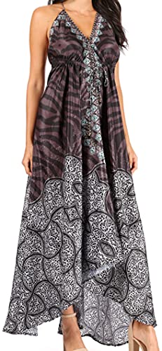 Image of Sakkas Lizi Womens Maxi High-Low Halter Handkerchief Long Dress Beach Party