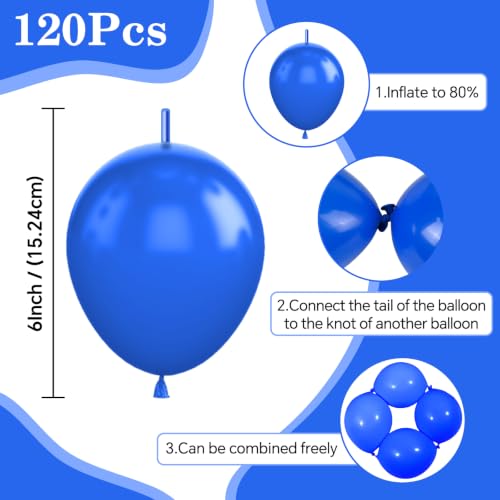 Image of Blue Link Balloons,120Pcs 6Inch Dark Blue Latex Linking Balloons for 4th of July Birthday Baby Shower Wedding Anniversary Graduation Party Decorations