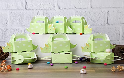 Image of SATYAM KRAFT 20 Pcs Small Dinosaur Theme Folding Gift Boxes - Paper Storage Box for Chocolate, Dry Fruits, Return Gifts, Birthday, Wedding, Engagement Party Favors (Pack of 20, Green)