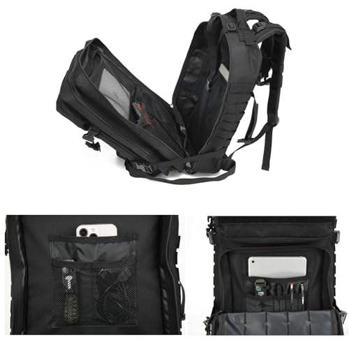 Tactical Backpack for Men, 45L Military Gym Backpacks, Large 3-Day Assault Pack Bug Out Bag MOLLE Daypack for Rucking Fishing Camping(Black) - Image 4