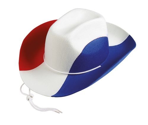 P 'tit payaso – 19042 – Sombrero fieltro Cow Boy adulto – Talla única – Azul/Blanco/Rojo