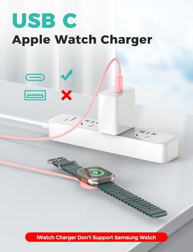 Image of 2026 Upgraded USB C for Apple Watch Charger Magnetic Fast Charging Cable Portable Wireless Charging Compatible with iWatch Series 11 /10 /9 /8 /7 /6 /5 /4 /3 /2-Pink