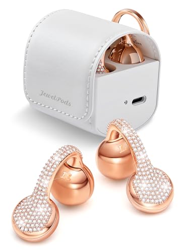 JewelPods C01 Pro Open Ear Headphones, Luxury Jewelry Earbuds, Rose Gold