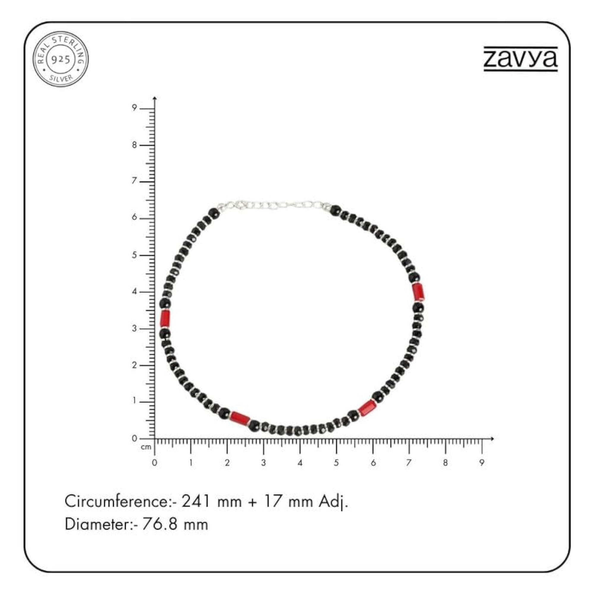 925 Silver Coloured Stones Nazaria Anklet Single