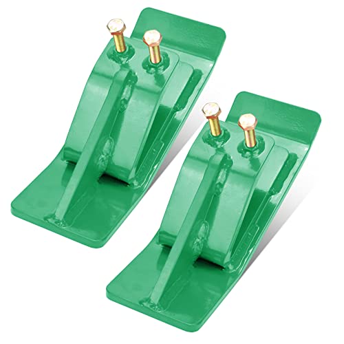 Tractor Bucket Protector(Upgraded Version) 2Pcs Ski Edge Protector Turf Tamer Skid Protector with Grade8.8 Double Lock Nuts and Bolts Heavy Duty Steel for Snow Removal Spreading Gravel Green