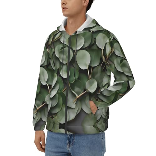 Sweat à capuche homme résistant au vent veste zippée imprimé eucalyptus EdWal - 2