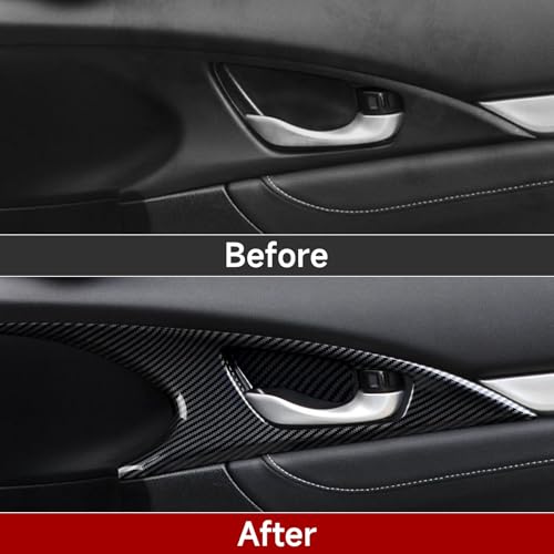 Image of Inner Door Bowl Decals for Honda Civic 2016 2017 2018 2019 2020 2021 10th Gen Accessories ABS Carbon Fiber Stickers, NOT for Hatchback