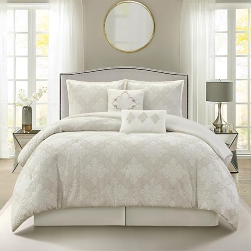 Grand Avenue 6 Piece Cotton White Comforter Set, California King