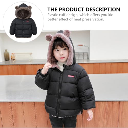 Abrigo de invierno negro de 130 cm ropa cálida acolchada con capucha 4