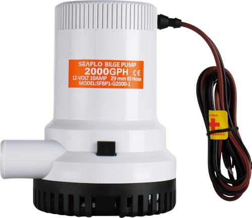 Image of SEAFLO 01 Series 2000 GPH Bilge Pump - 12V, 1-1 /8 inch Outlet, Marine Submersible Pump with Anti-Airlock Protection, CE & Rohs Certified, 4-Year Warranty | Reliable for Boats and Marine Applications