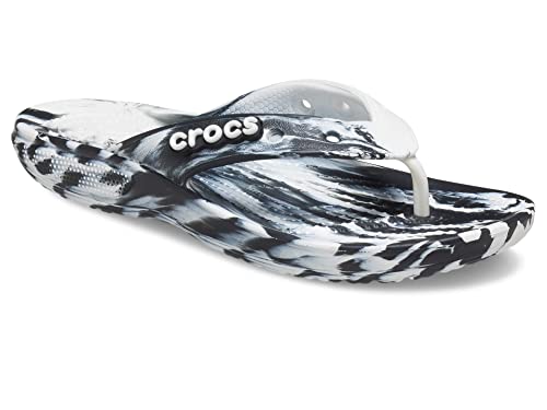 crocs Unisex-Adult Synthetic Classic Marbled Black/White Flip Flop - 8 UK (207822-066-M9W11)