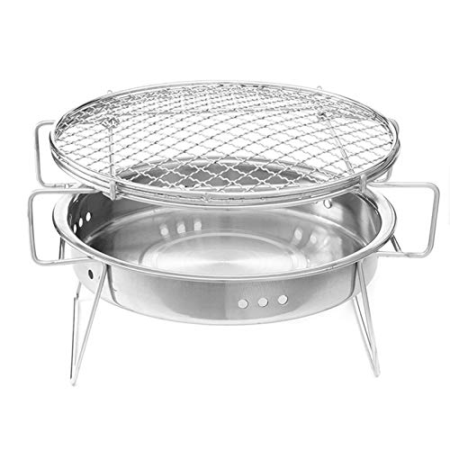 Barbecue Grill Mini Barbecue Grill Edelstahl BBQ Grill Folding Grill Zubehör Mobile Küche, die Werkzeug for Outdoor-Camping (Color : Sliver)